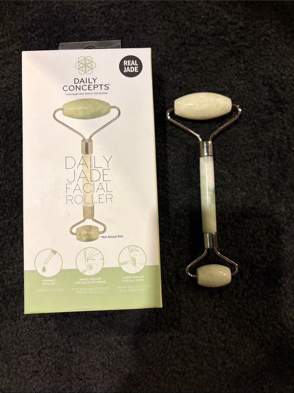 Real Jade Facial Roller - Light Green Jade